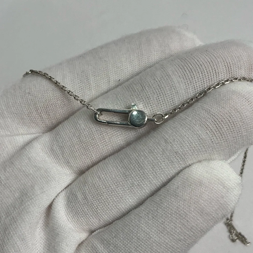 Authentic Gucci Square Plate Tag Pendant 925 Silver Necklace Signature Clasp - Picture 11 of 14